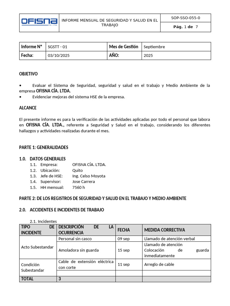 Informe Mensual de Seguridad Laboral 2025 | PDF | Medicina | La seguridad