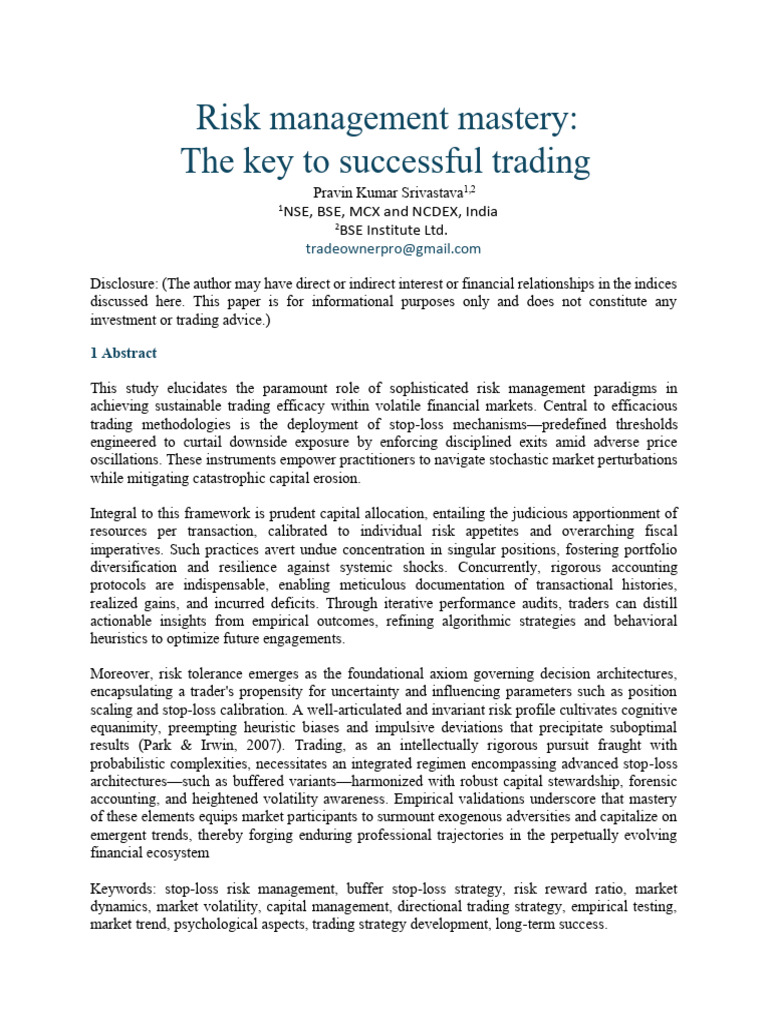 Mastering Risk Management in Trading | PDF | Financial Risk | Risk