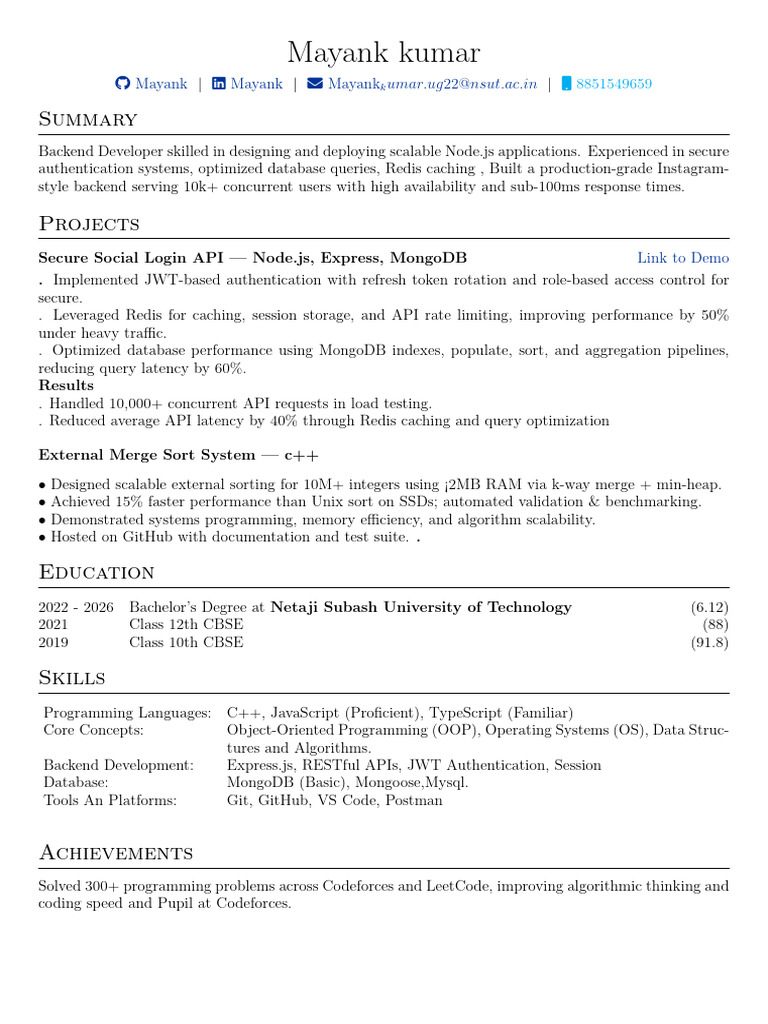 Backend Developer with Node.js Expertise | PDF
