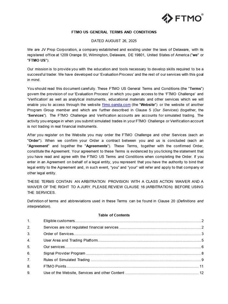 FTMO US Terms and Conditions Overview | PDF | Payments | Indemnity