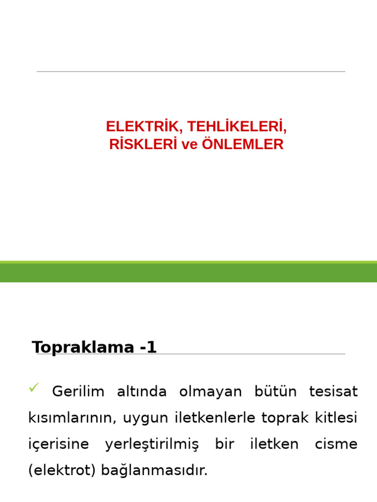 Elektrik Tehlikeleri Riskleri Ve Önlemleri | PDF