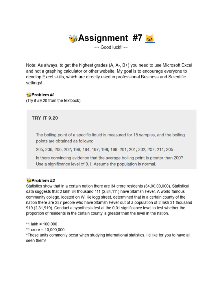 Excel-Based Hypothesis Testing Assignment | PDF | P Value | Type I And ...