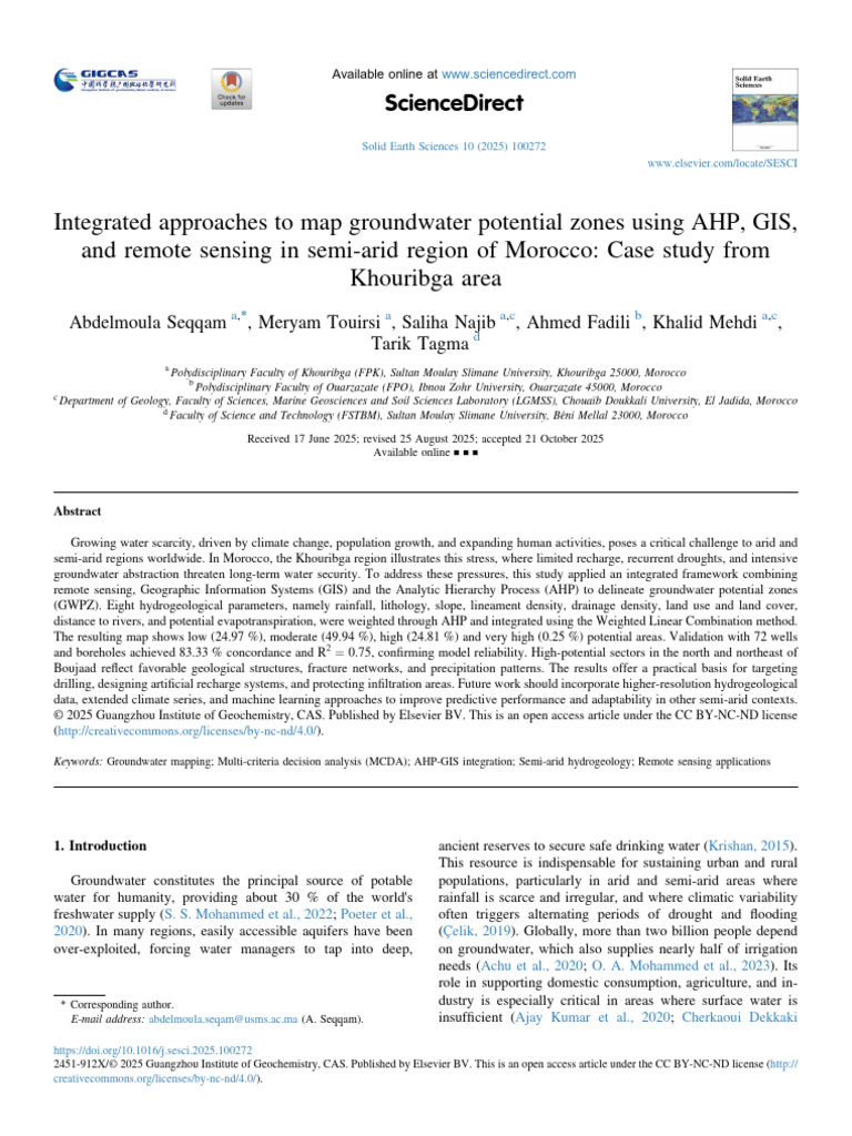 Integrated Approaches To Map Groundwater Potential Zones Using AHP, GIS ...