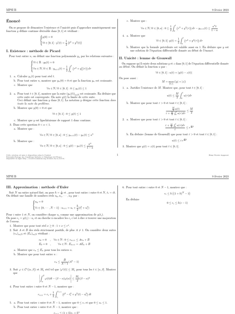 Existence et unicité d'une solution ODE | PDF | Fonction (Mathématiques ...