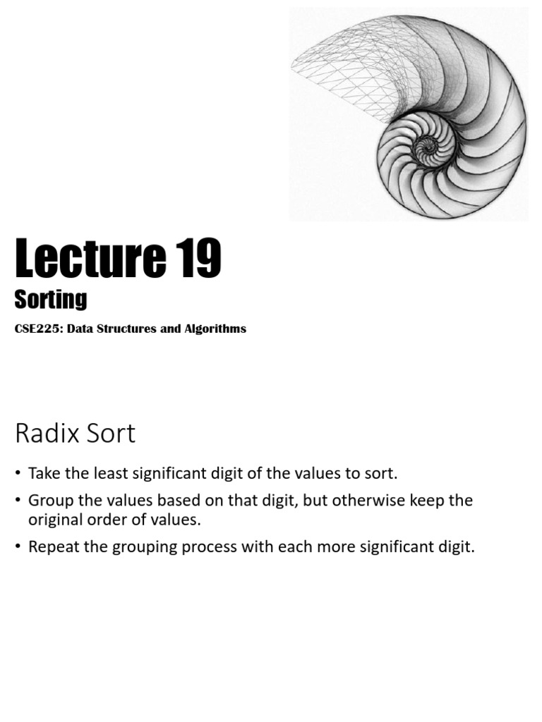 CSE225Lecture19Sorting_Part02 | PDF | Arithmetic | Computer Programming
