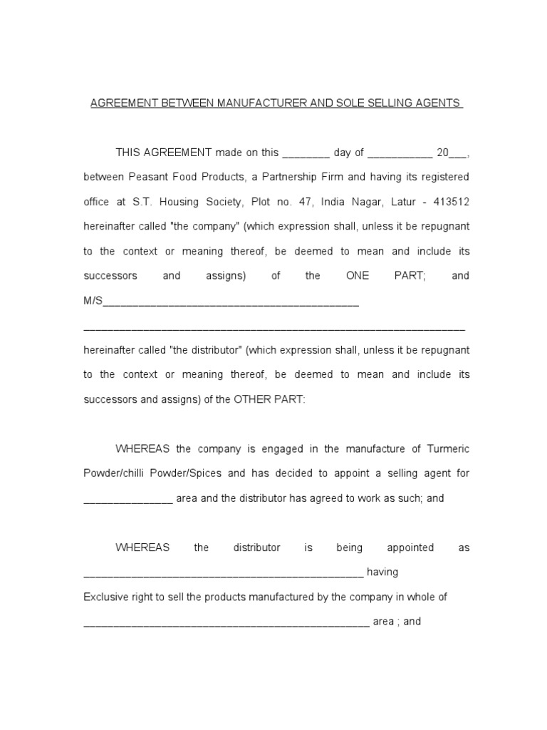 Distributor Agreement PDF Government Information Civil Law (Legal