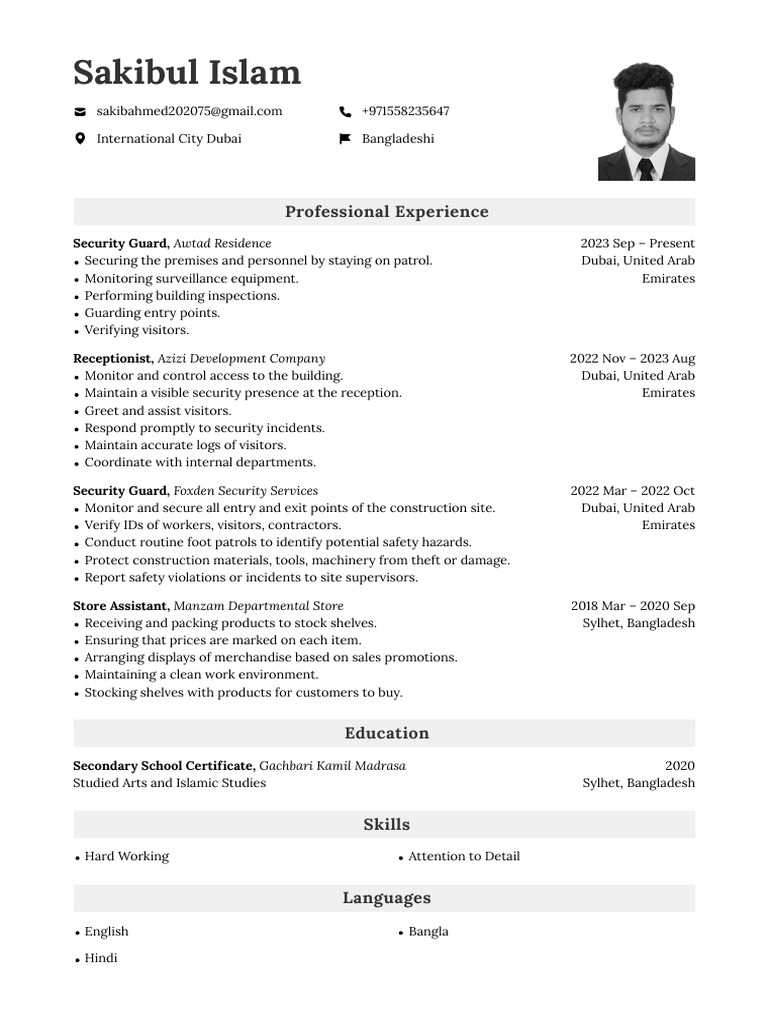 Sakibul Islam 20251205 | PDF | Security Guard