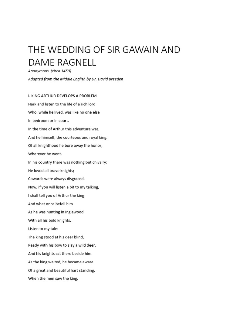 Sir Gawain and Dame Ragnell's Tale | PDF