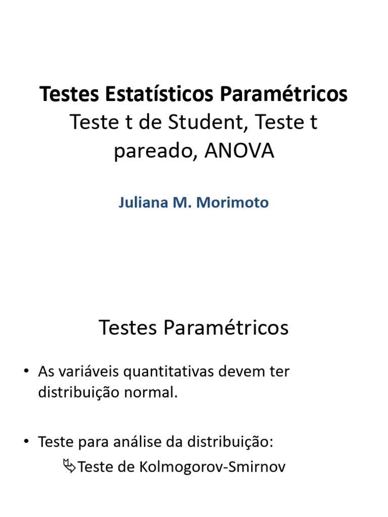 Testes Estatísticos Paramétricos: ANOVA e t-test | PDF | Análise de ...