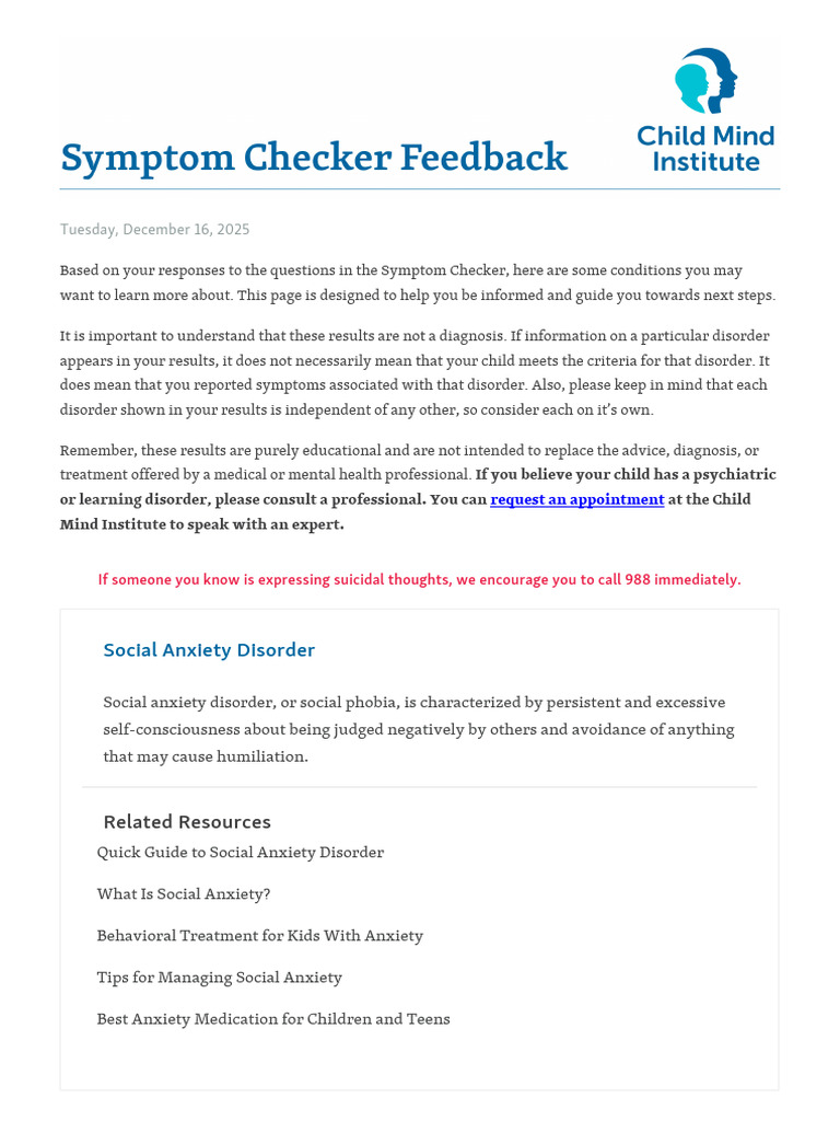 Guide to Child Mental Health Disorders | PDF | Anxiety | Mental Disorder
