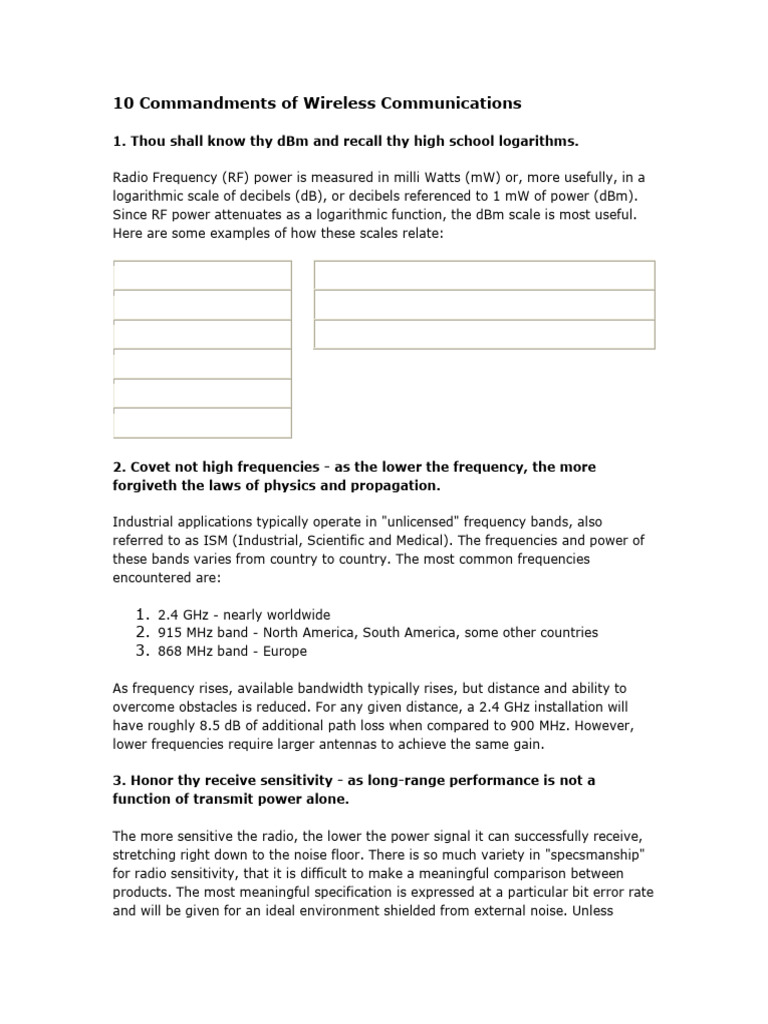 10 Wireless Communication Commandments | PDF | Antenna (Radio) | Radio