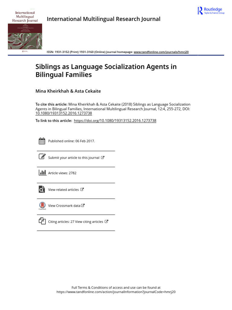 Siblings in Bilingual Family Language Dynamics | PDF | Multilingualism ...