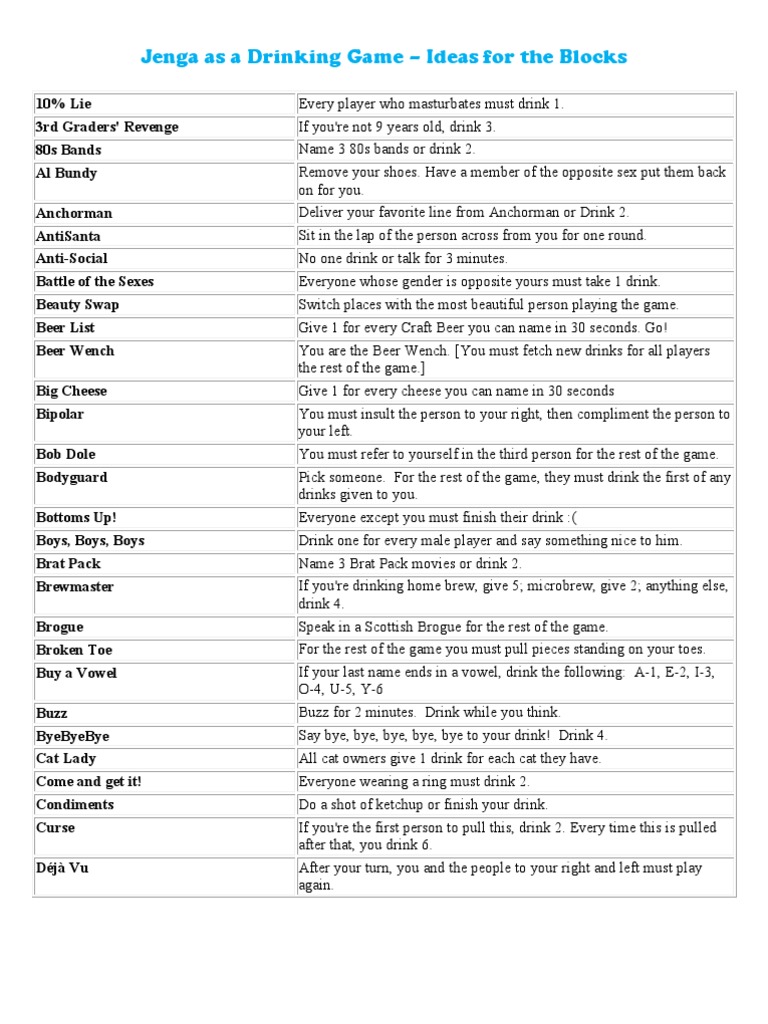Jenga Drinking Game DIY Beverages Leisure