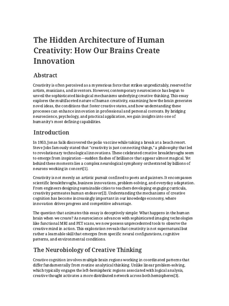 Unveiling the Neuroscience of Creativity | PDF | Creativity | Thought