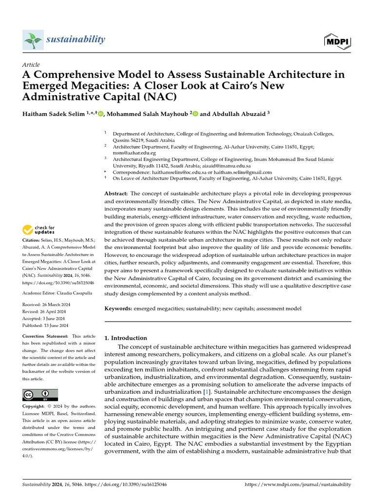 Sustainable Architecture in Cairo's NAC | PDF | Sustainability | City