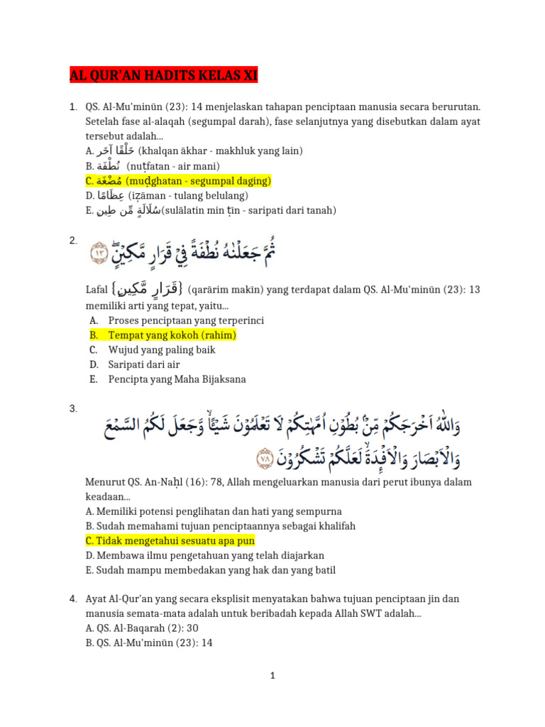 Penciptaan Manusia dalam Al-Qur'an dan Hadits | PDF