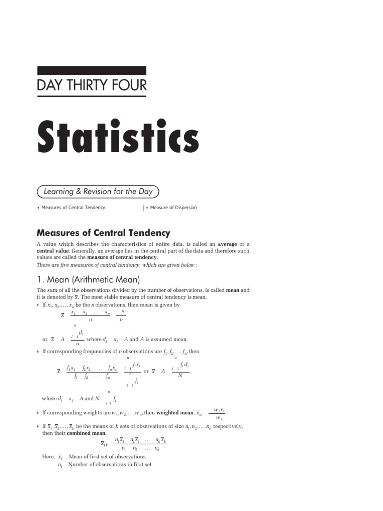 Understanding Measures of Central Tendency | PDF | Weighted Arithmetic ...
