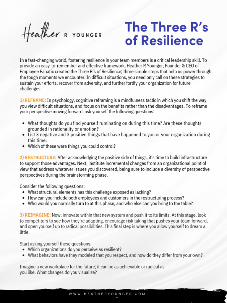 Three R's of Resilience Framework | PDF | Psychological Resilience ...
