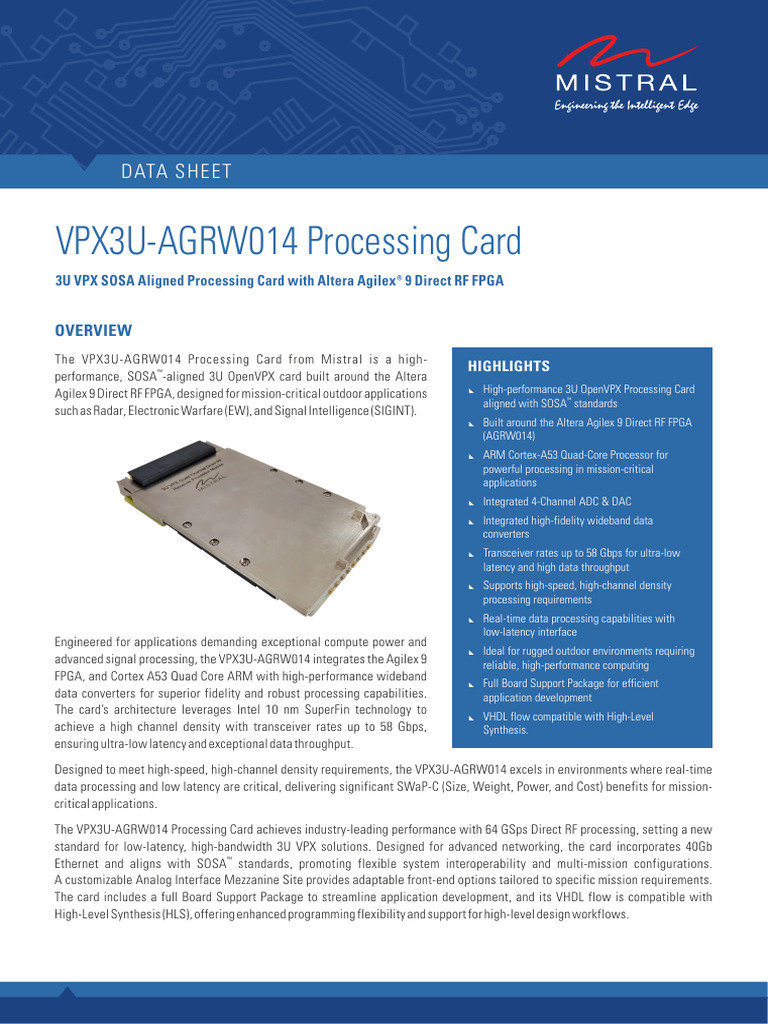 VPX3U AGRW014 Processing Card | PDF | Field Programmable Gate Array ...