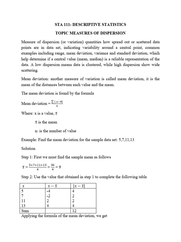 STA 111(1) | PDF | Variance | Mean