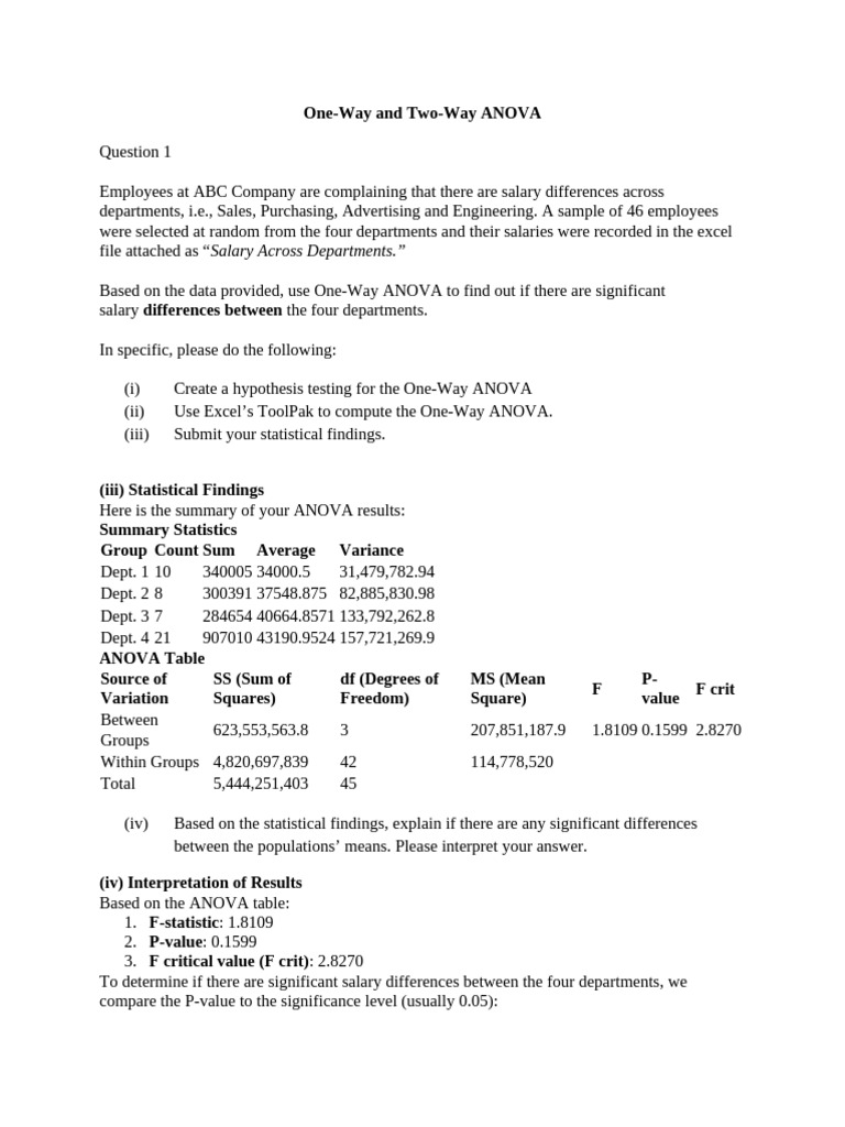 8681058- One-Way and Two-Way ANOVA - Assignment | PDF | Analysis Of ...