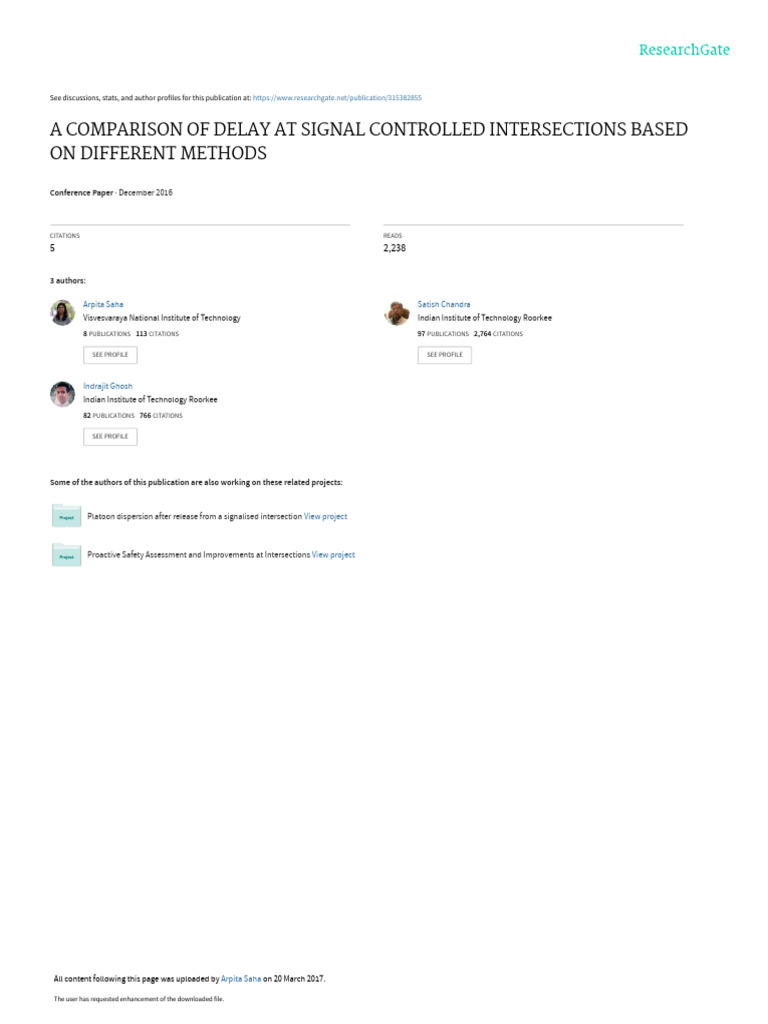 Delay Comparison at Signalized Intersections | PDF | Traffic ...