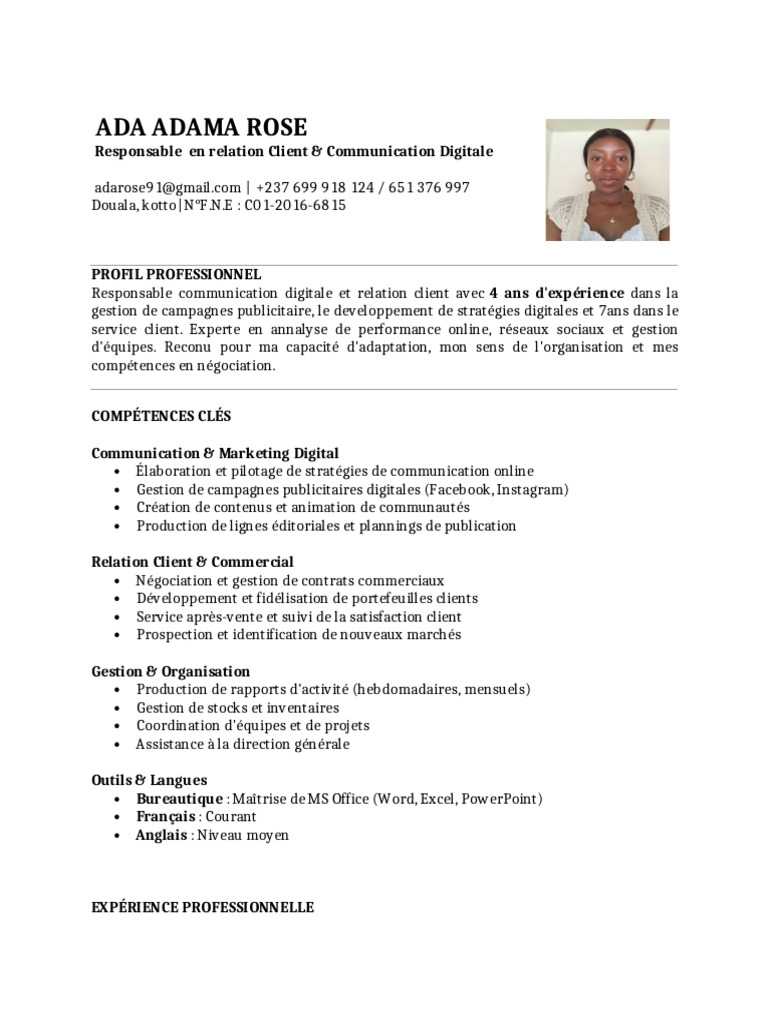 Responsable Communication Digitale & Client | PDF | Gestion de la ...