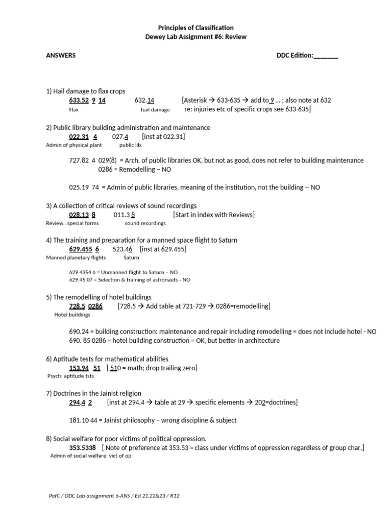 DDC Classification Principles Explained | PDF