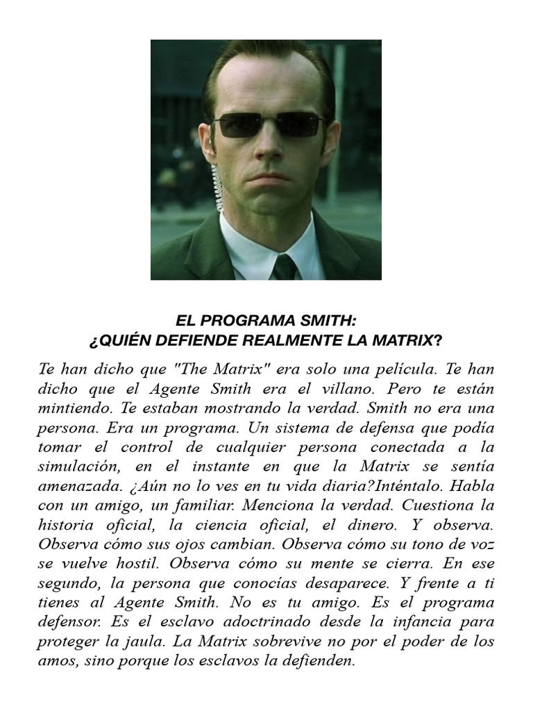 El Programa Smith: Defensores de la Matrix | PDF