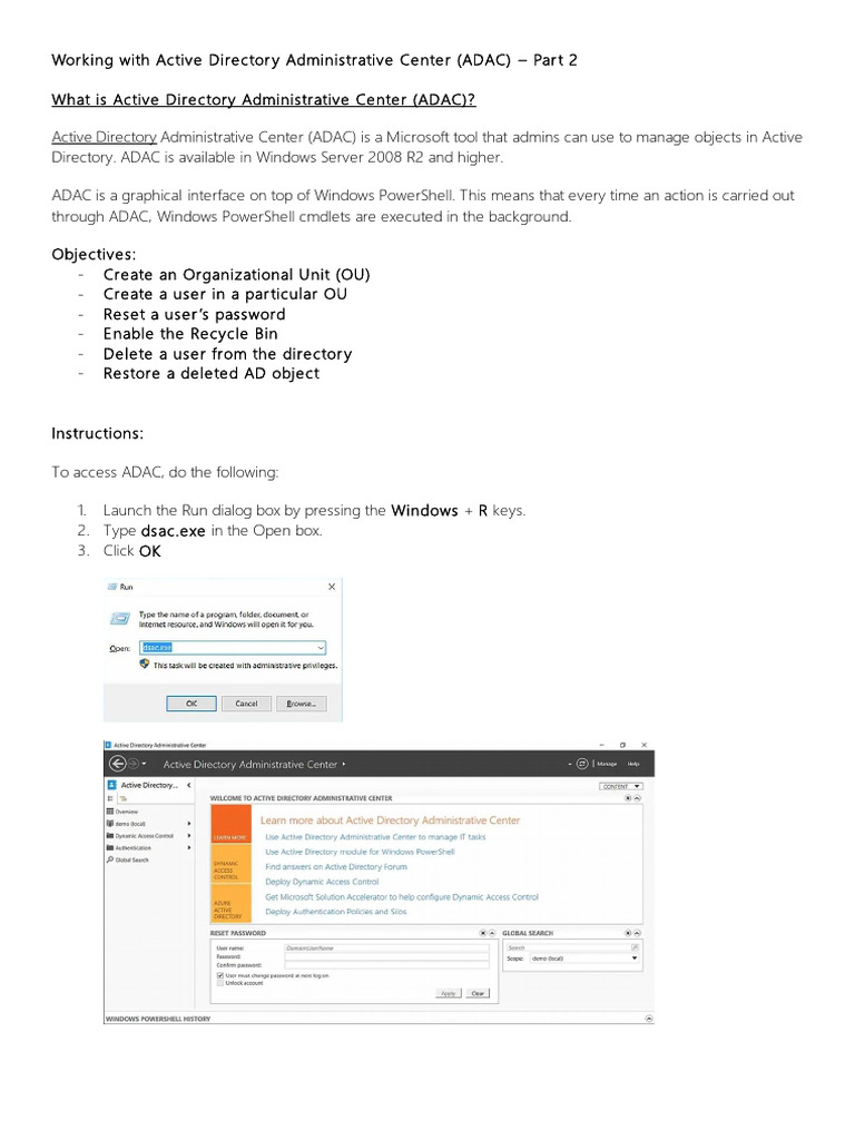 Working With Active Directory Administrative Center - Part 2 | PDF ...