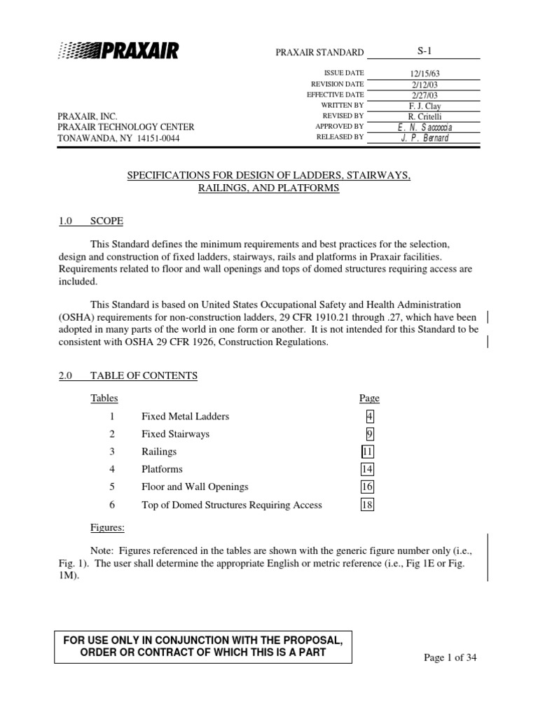 Standard de Praxair Según Norma Osha PDF Stairs Building Engineering