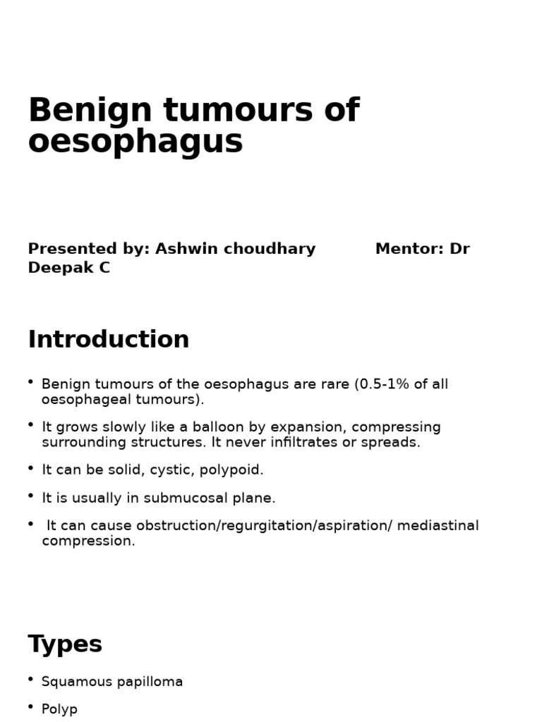 Benign Tumor of Oesophagus | PDF | Esophagus | Neoplasms