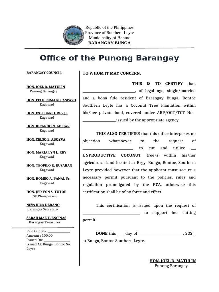New Cutting Permit Certification - Coconut | PDF