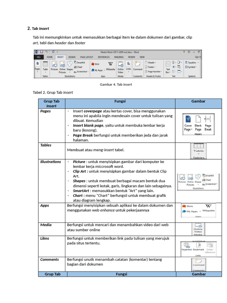 Fungsi Tab Insert dan Design di Word | PDF