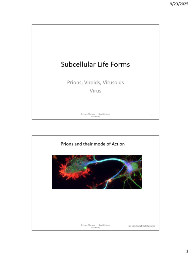 BS I Subcellular Life Forms 2025 | PDF | Virus | Biochemistry