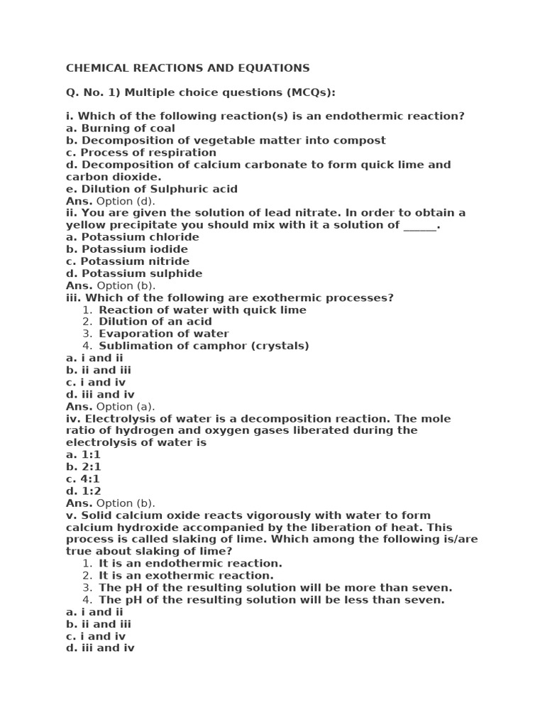 Chemical Reactions and Equations | PDF | Chemical Reactions | Oxide