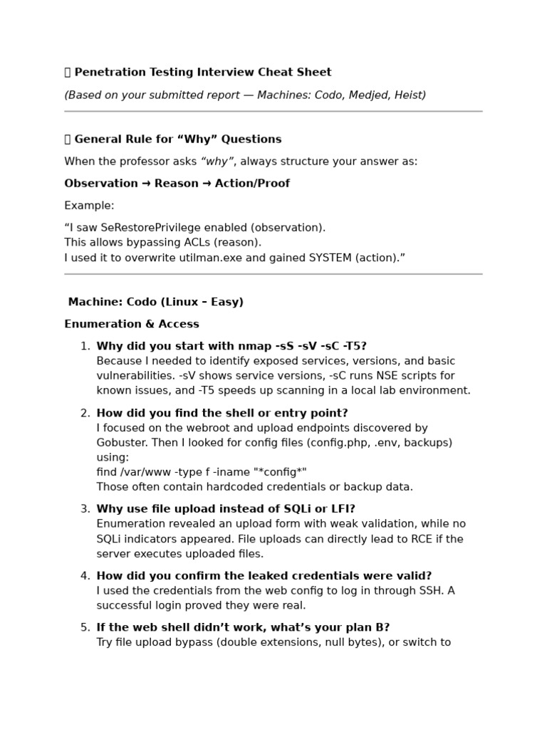 Penetration Testing Interview Guide | PDF | Password | Computer Engineering