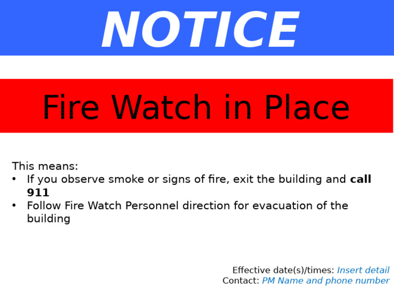 Fire Watch Notice and Procedures | PDF