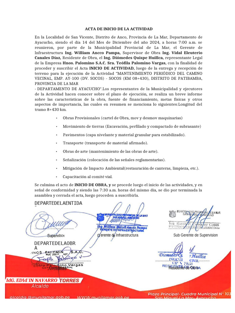 Acta de Inicio | PDF