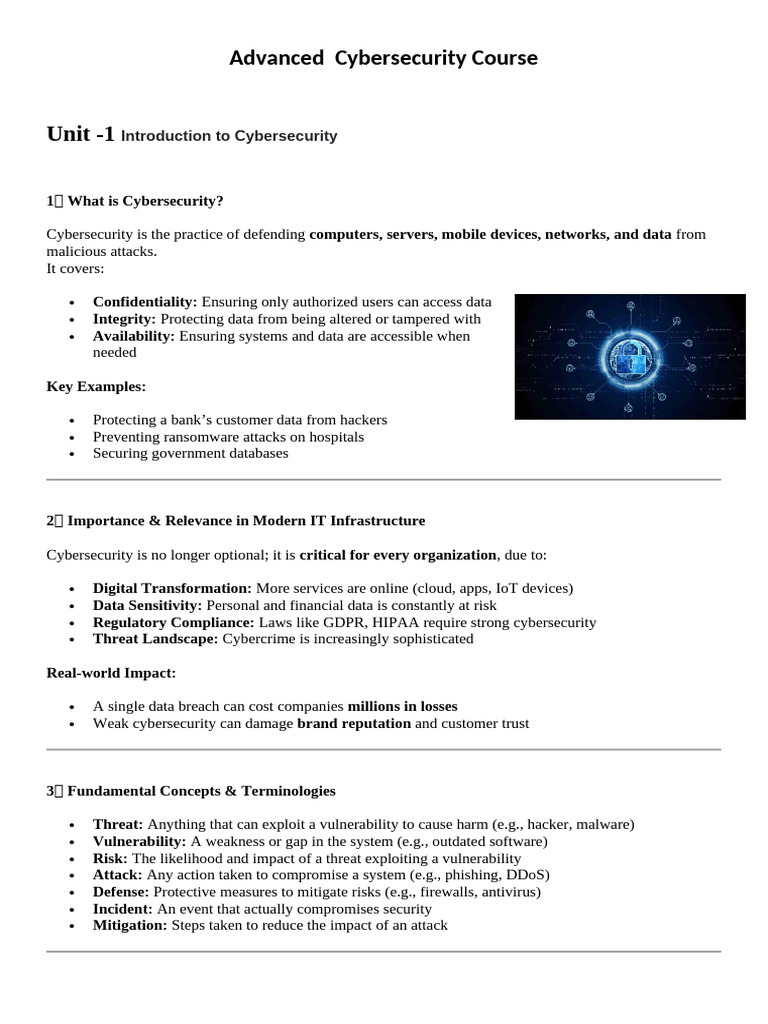 Advanced Cybersecurity Course Overview | PDF | Security | Computer Security