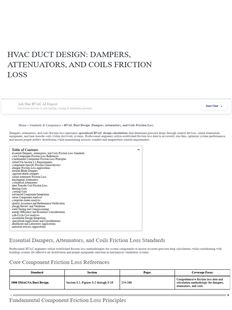 HVAC Duct Design - Dampers Attenuators and Coil Friction Loss | PDF ...
