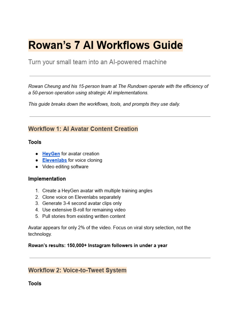 Rowan’s 7 AI Workflows | PDF | Artificial Intelligence | Intelligence ...