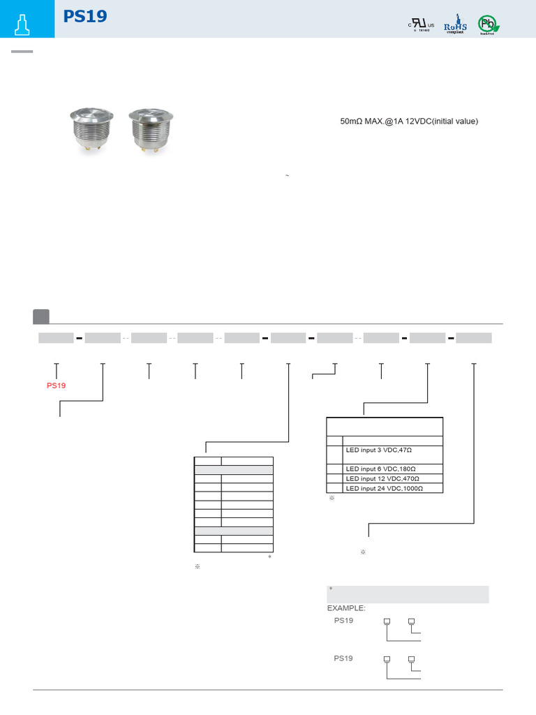PS19 Series 19mm Metal Pushbutton Switches | PDF | Stainless Steel ...