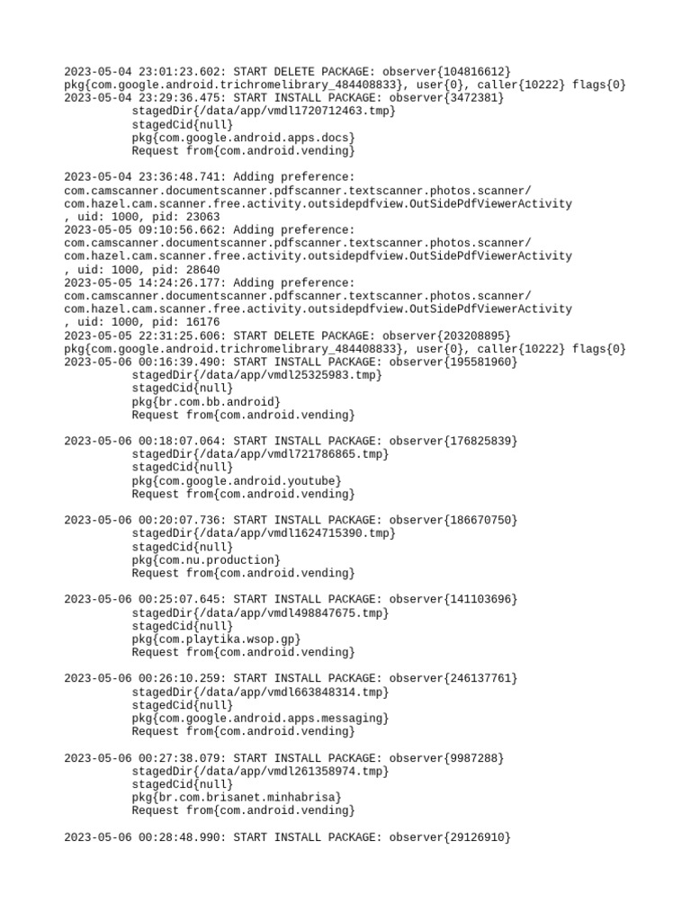 Android Package Installation Log | PDF