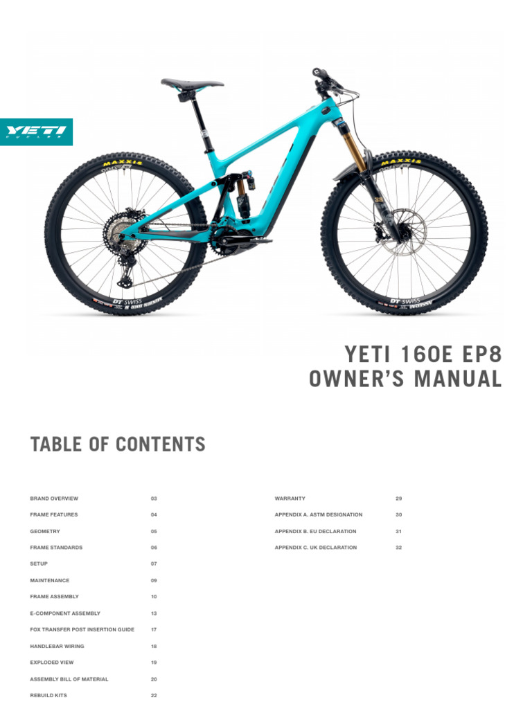 YETI 160E EP8 Owner's Manual Guide | PDF | Screw