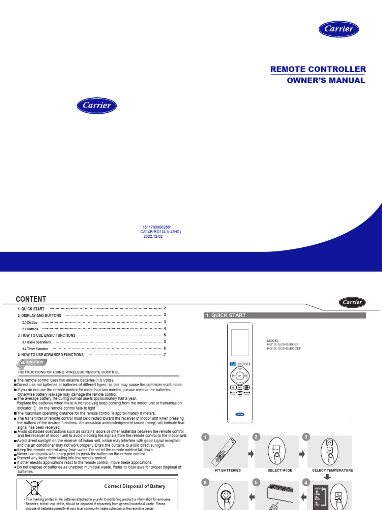 Remote Controller User Manual | PDF | Remote Control | Humidity