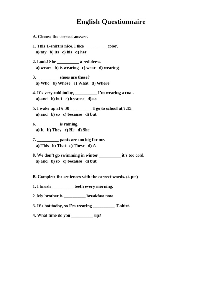 English Questionnaire 8 | PDF | Chess | Chess Theory