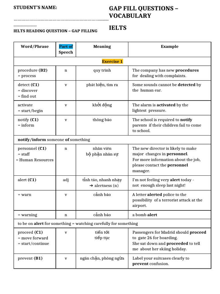 Reading Question - Type 1 - Vocabulary | PDF
