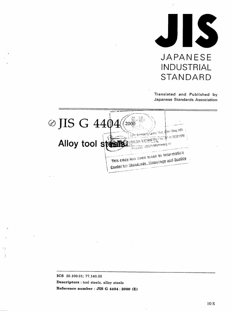 JIS G 4404 2000 Alloy Tool Steels | PDF