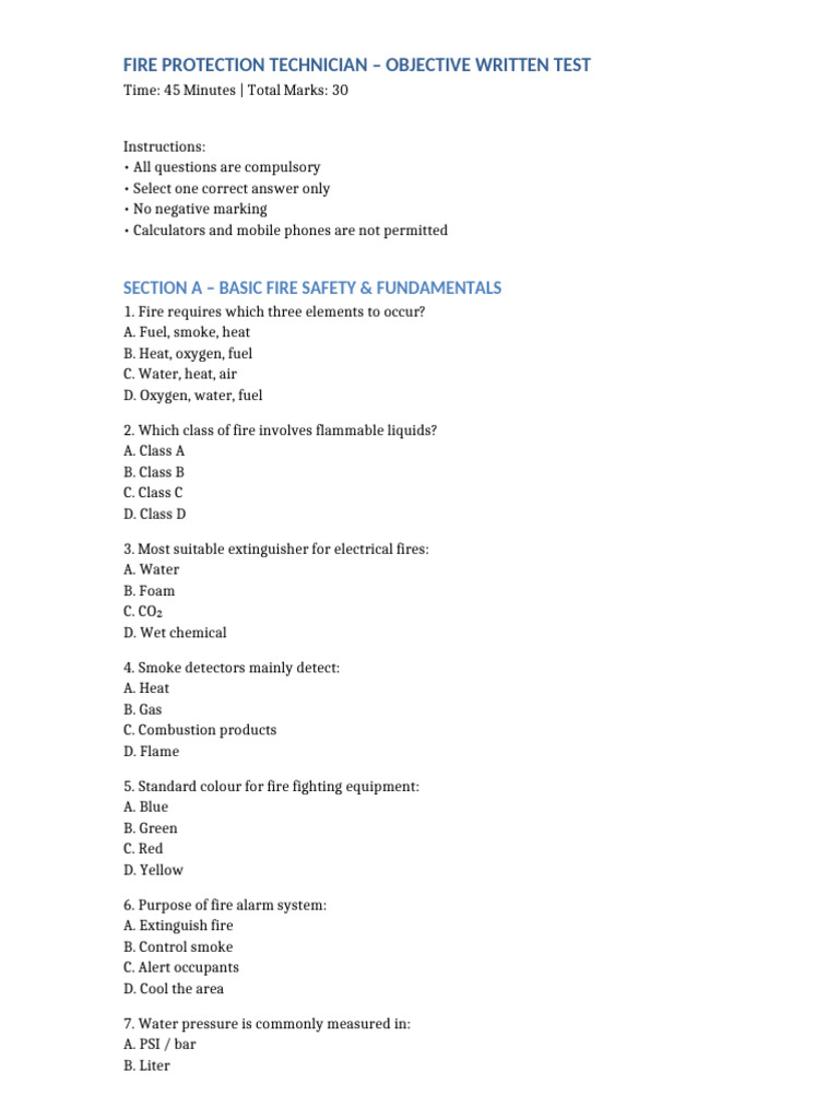 Fire Protection Technician Test Guide | PDF | Firefighting | Fires